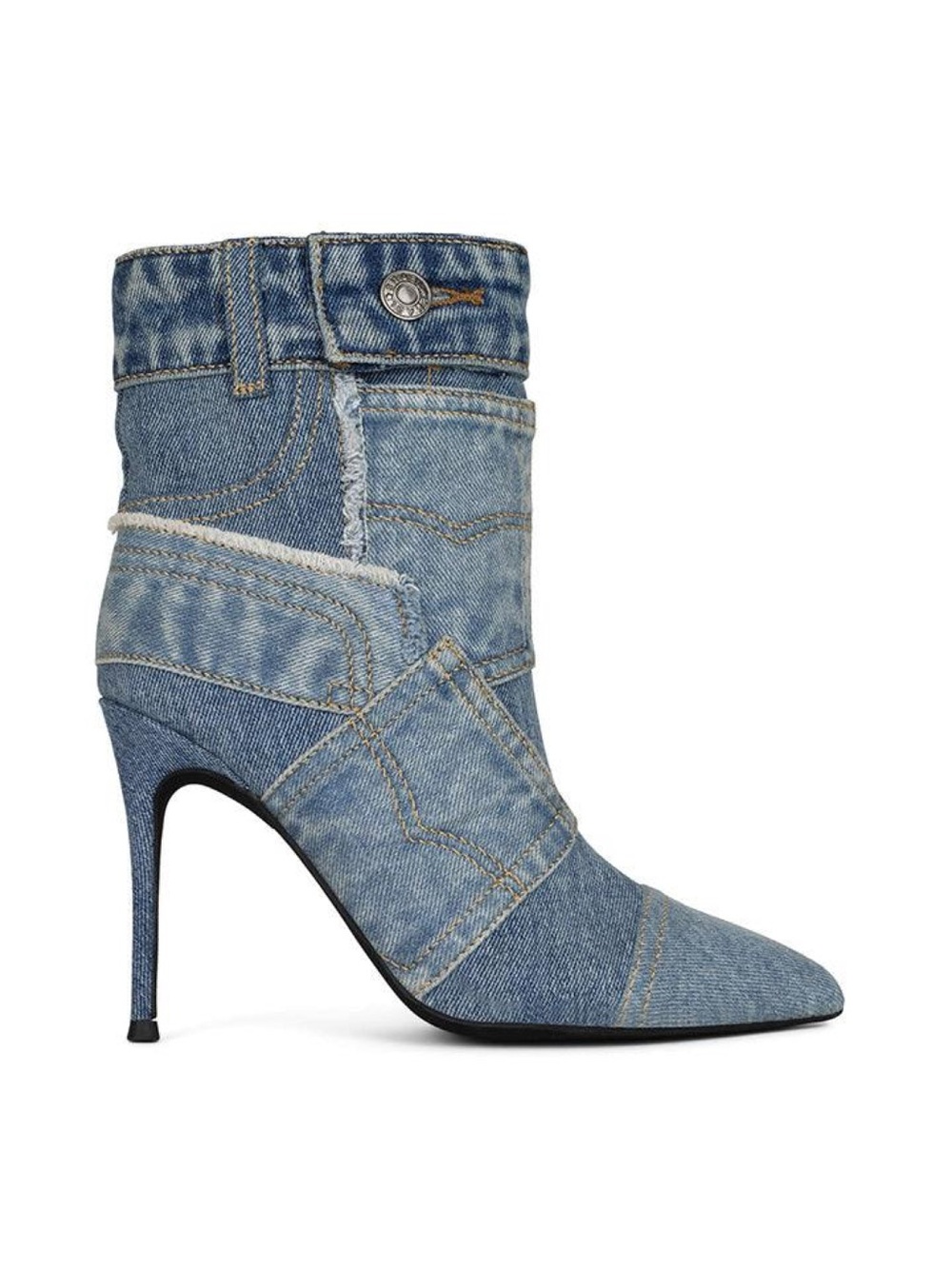 New Jeffrey Campbell Denimous Patchwork High Heel Bootie Sz 8